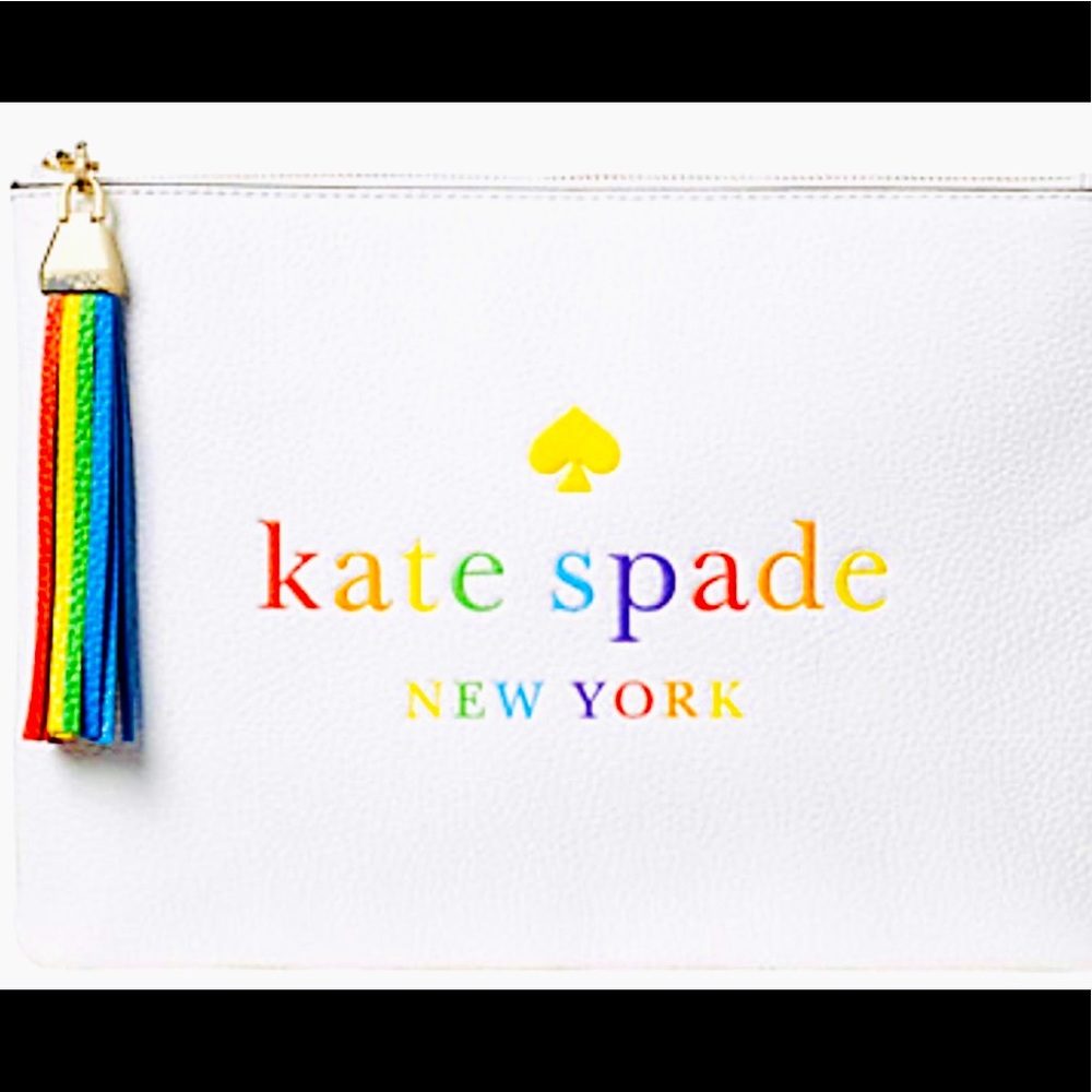🌈NWT Kate Spade 💯% Pebbled Leather Rainbow Pouch